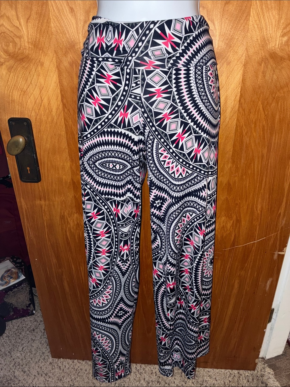 White Mark Aztec Boho Mandala Print loose Wide Legging Pants - Size Small